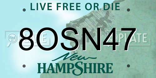 8OSN47 New Hampshire License Plate