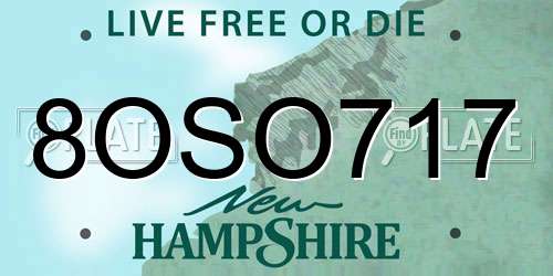 8OSO717 New Hampshire License Plate
