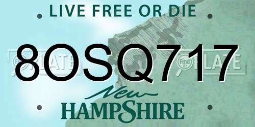 8OSQ717 New Hampshire License Plate
