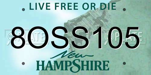8OSS105 New Hampshire License Plate