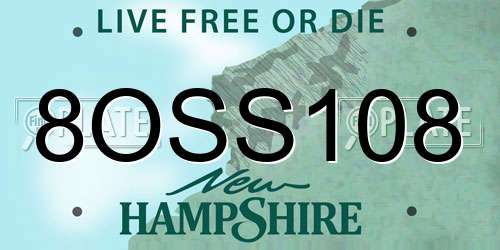 8OSS108 New Hampshire License Plate