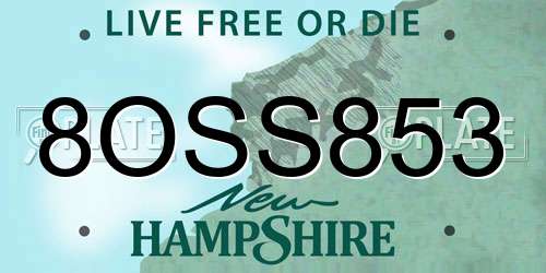 8OSS853 New Hampshire License Plate
