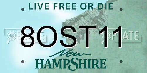 8OST11 New Hampshire License Plate