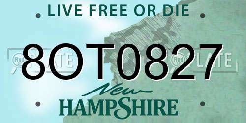 8OT0827 New Hampshire License Plate