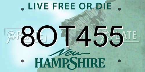 8OT455 New Hampshire License Plate