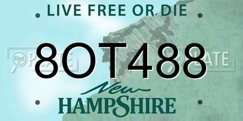 8OT488 New Hampshire License Plate