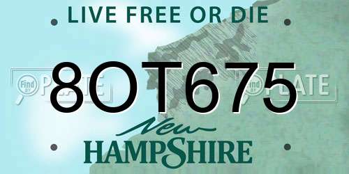 8OT675 New Hampshire License Plate