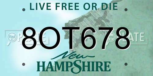 8OT678 New Hampshire License Plate