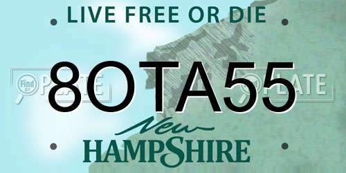 8OTA55 New Hampshire License Plate