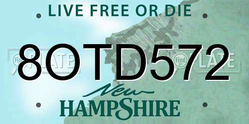8OTD572 New Hampshire License Plate