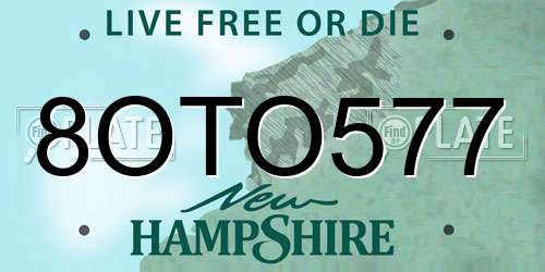 8OTO577 New Hampshire License Plate
