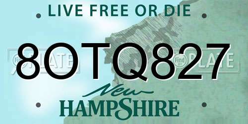 8OTQ827 New Hampshire License Plate