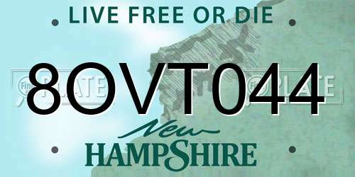 8OVT044 New Hampshire License Plate