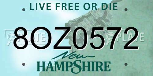 8OZ0572 New Hampshire License Plate