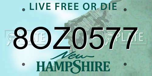 8OZ0577 New Hampshire License Plate