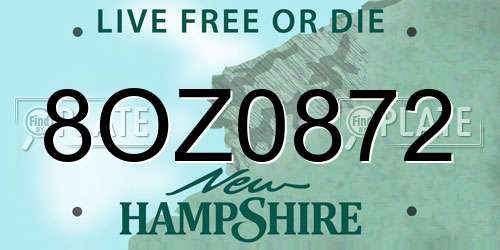 8OZ0872 New Hampshire License Plate