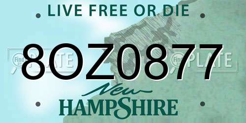 8OZ0877 New Hampshire License Plate