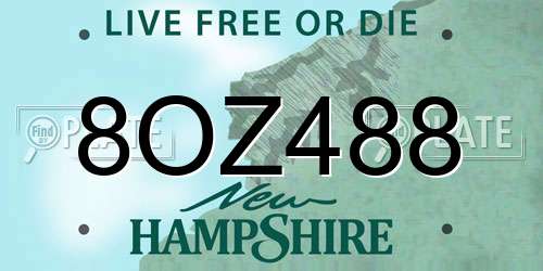 8OZ488 New Hampshire License Plate