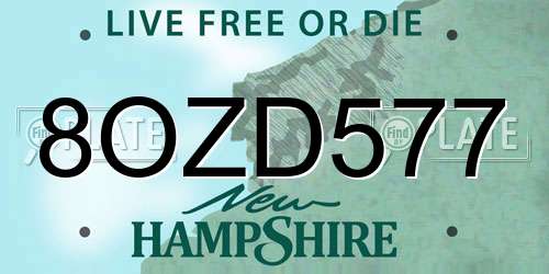 8OZD577 New Hampshire License Plate