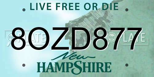 8OZD877 New Hampshire License Plate
