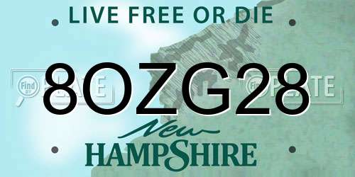 8OZG28 New Hampshire License Plate