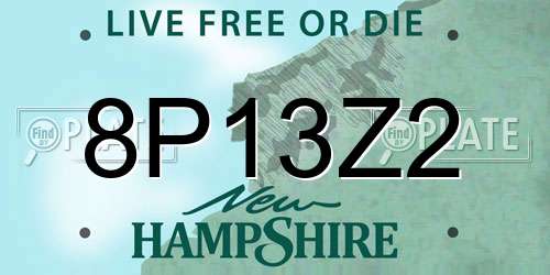 8P13Z2 New Hampshire License Plate