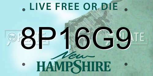 8P16G9 New Hampshire License Plate