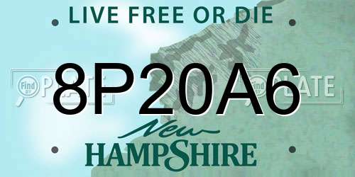 8P20A6 New Hampshire License Plate