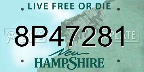 8P47281 New Hampshire License Plate