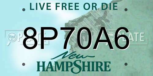 8P70A6 New Hampshire License Plate