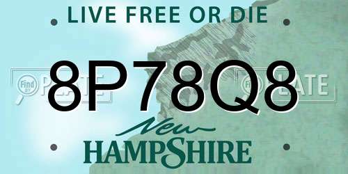 8P78Q8 New Hampshire License Plate