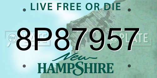 8P87957 New Hampshire License Plate