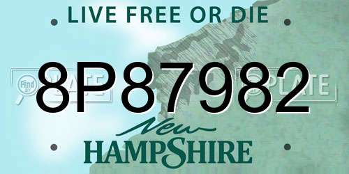 8P87982 New Hampshire License Plate