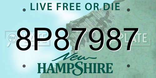 8P87987 New Hampshire License Plate