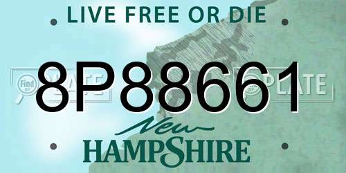 8P88661 New Hampshire License Plate