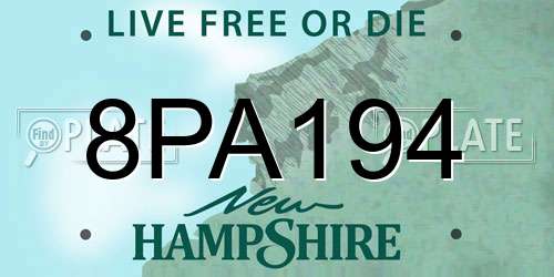 8PA194 New Hampshire License Plate