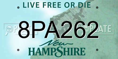 8PA262 New Hampshire License Plate