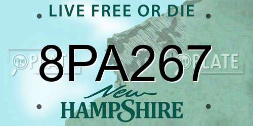 8PA267 New Hampshire License Plate