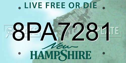 8PA7281 New Hampshire License Plate