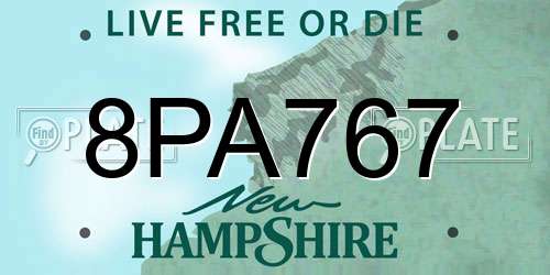 8PA767 New Hampshire License Plate