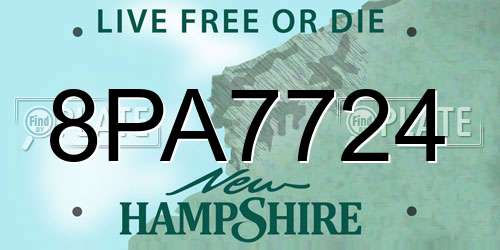 8PA7724 New Hampshire License Plate
