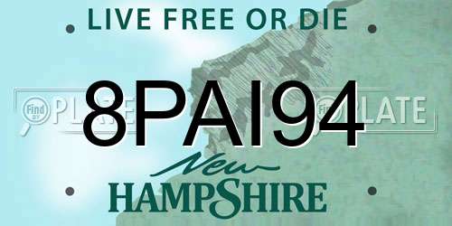 8PAI94 New Hampshire License Plate