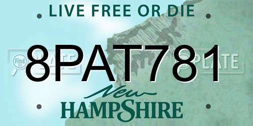 8PAT781 New Hampshire License Plate
