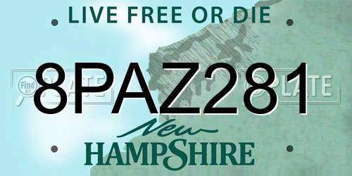 8PAZ281 New Hampshire License Plate