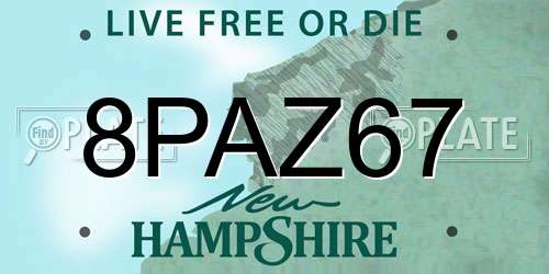 8PAZ67 New Hampshire License Plate