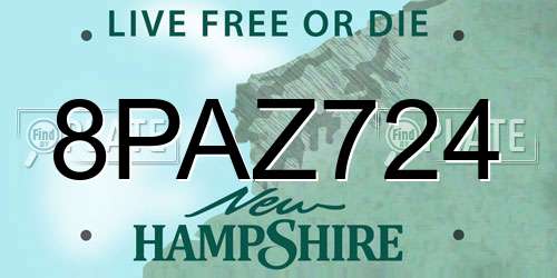 8PAZ724 New Hampshire License Plate