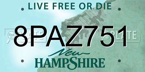 8PAZ751 New Hampshire License Plate