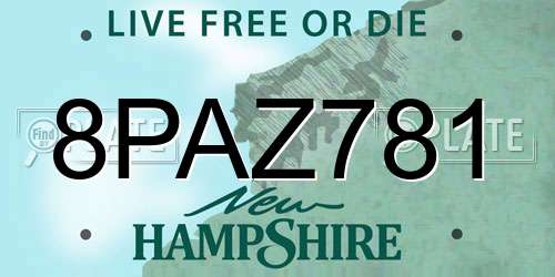 8PAZ781 New Hampshire License Plate