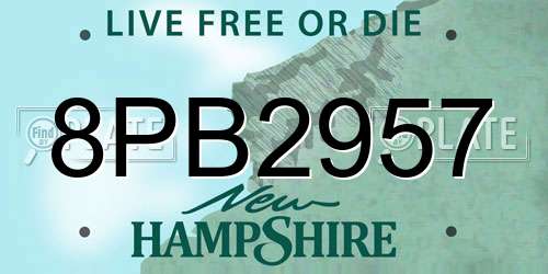 8PB2957 New Hampshire License Plate