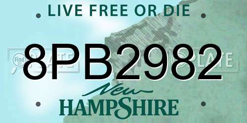 8PB2982 New Hampshire License Plate